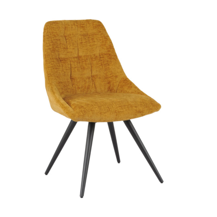 Chaise rotative 180° en tissu doux et pieds en métal noir - TOINOU