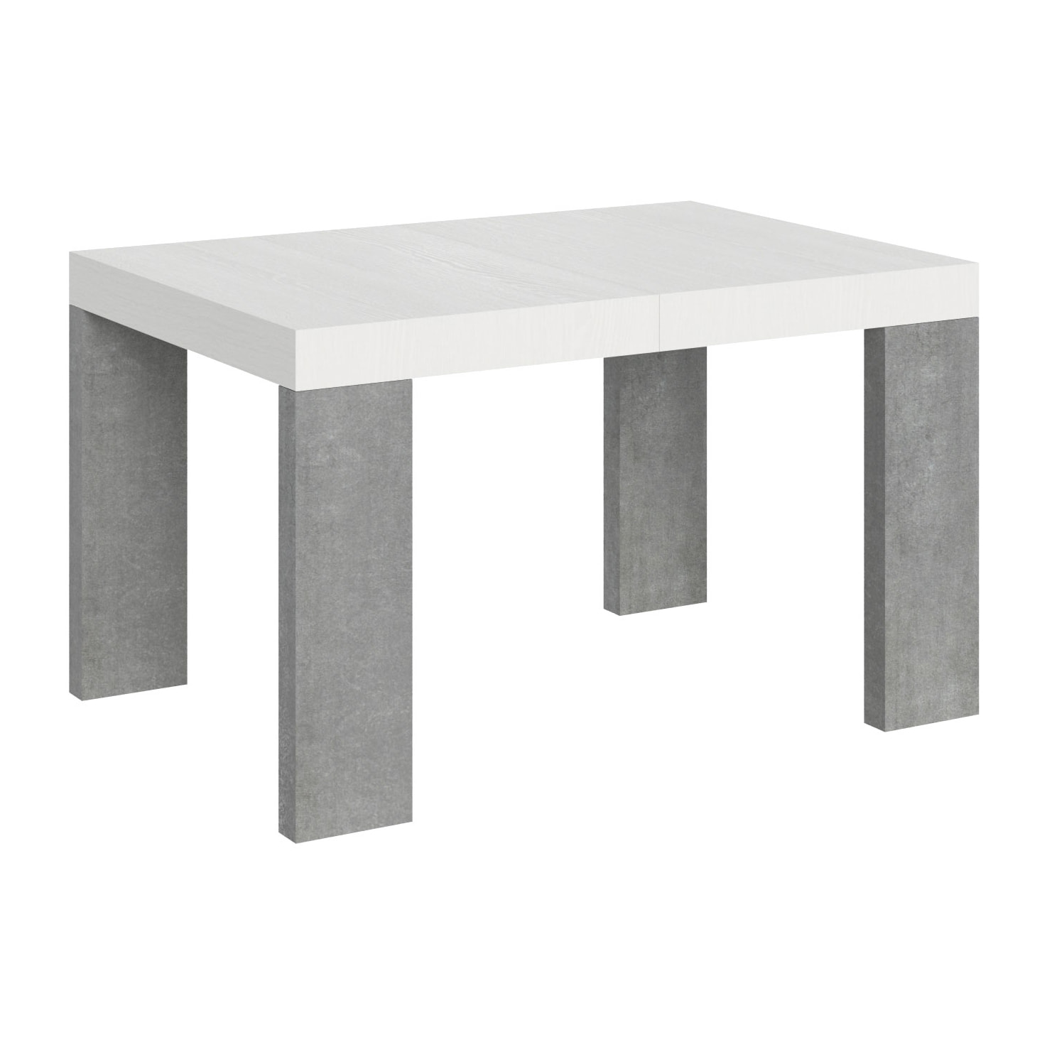 Mesa extensible 90x130/234 cm Roxell Mix tapa Fresno Blanco patas Cemento