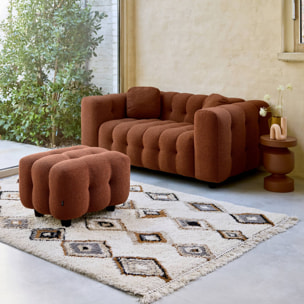 Pouf, repose-pieds pour canapé 2 places Leon bouclette texturée LEON