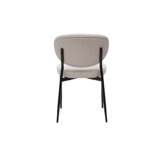 Chaises en tissu effet velours texturé beige et métal noir (lot de 2) BREKA