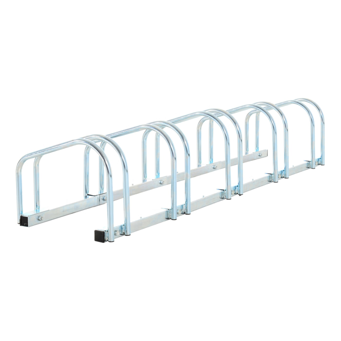 Aparcamiento para 5 Bicicletas Soporte para Aparcar Bicicletas 145x33x27cm Plata