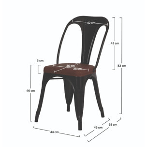 Lot de 2 chaises en métal noir et cuir synthétique marron - Charly