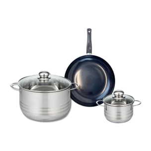Ensemble de 1 Poêle de cuisson 20 cm et 2 faitouts 12 et 20 cm Elo Prima Brillant