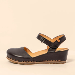 Sandalia de cuña N5850 SOFT NAPPA BLACK / PICUAL color Black