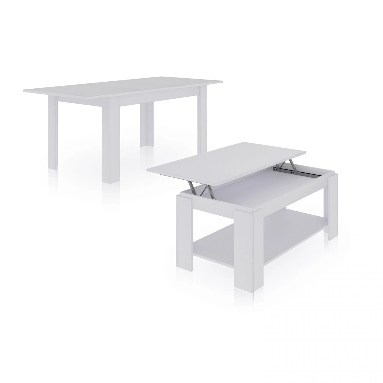 Pack mesa de comedor 123 y mesa de centro Lya Blanco Artik (Blanco Mate)