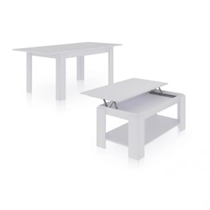 Pack mesa de comedor 123 y mesa de centro Lya Blanco Artik (Blanco Mate)