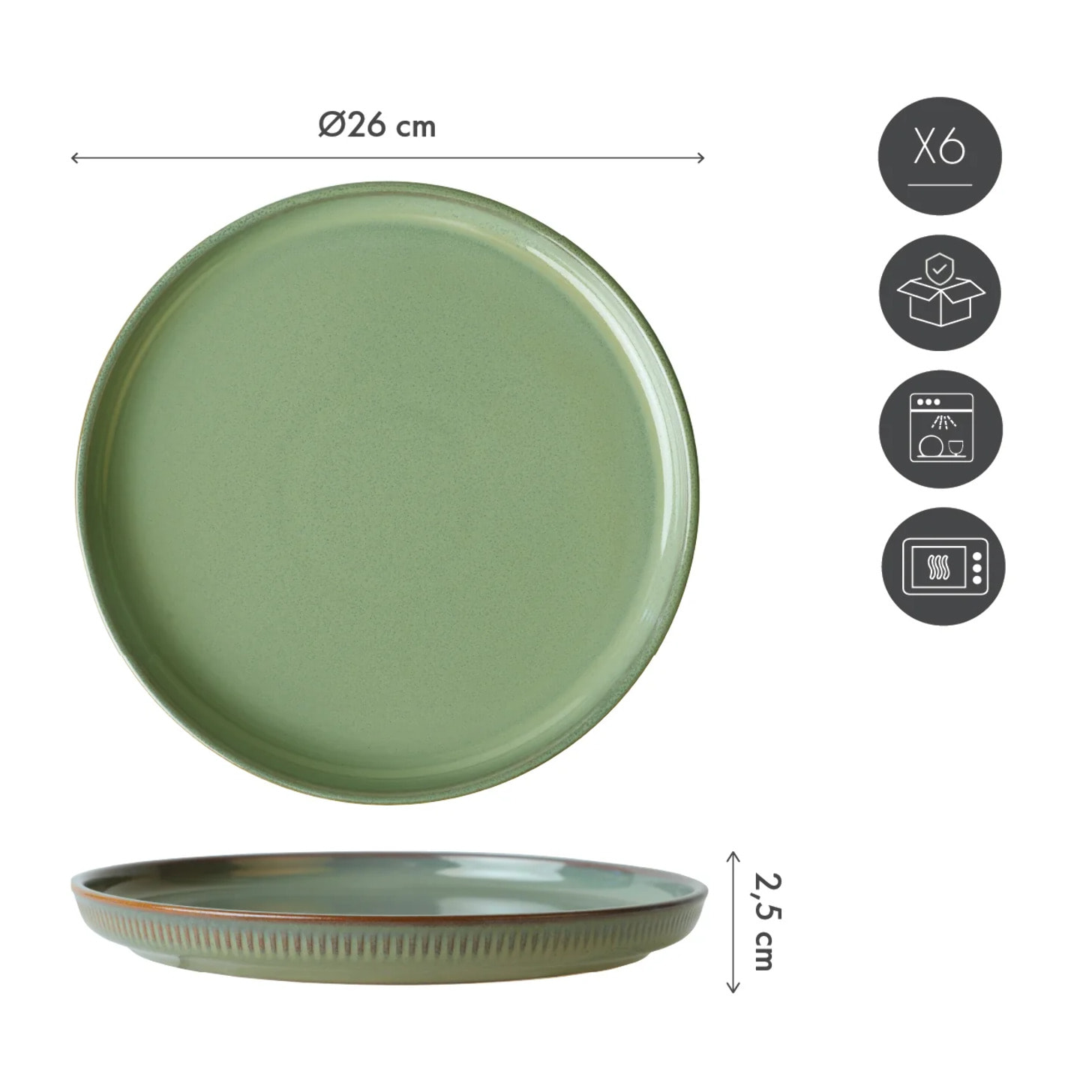 Assiette Ø26cm - 6 pièces - collection REED - Forest