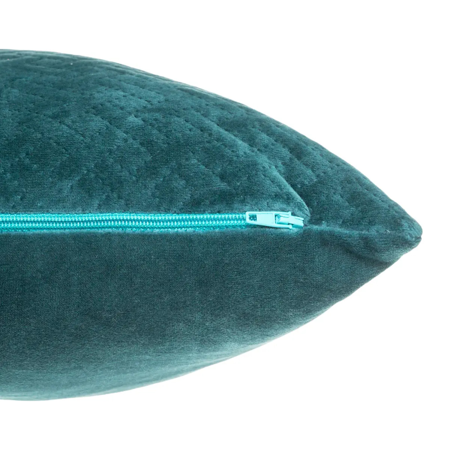 Coussin "Dolce" velours bleu canard 38x58cm