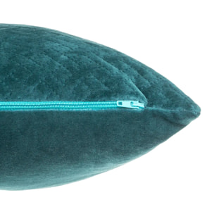 Coussin "Dolce" velours bleu canard 38x58cm