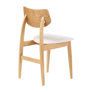Chaises scandinaves en bois clair et tissu effet laine bouclée blanc (lot de 2) ELION