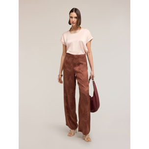 Motivi - Pantalones palazzo en raso jacquard - Marrón
