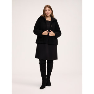 Fiorella Rubino - Giacca effetto teddy con collo a camicia - Nero