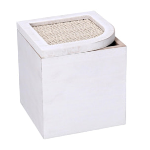 Scatola portathe in legno bianco quadro cm10x10h11