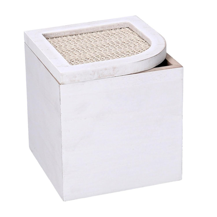 Scatola portathe in legno bianco quadro cm10x10h11