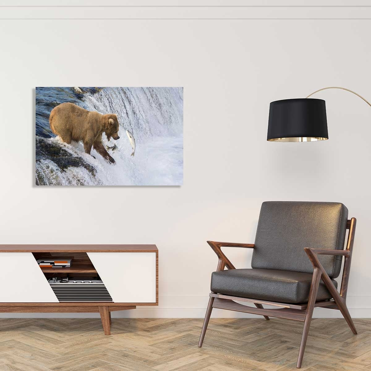 Tableau Un ours pêche sur le bord Tableau alu Dibond