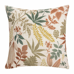 Coussin polylin imprimé feuillages - Orange