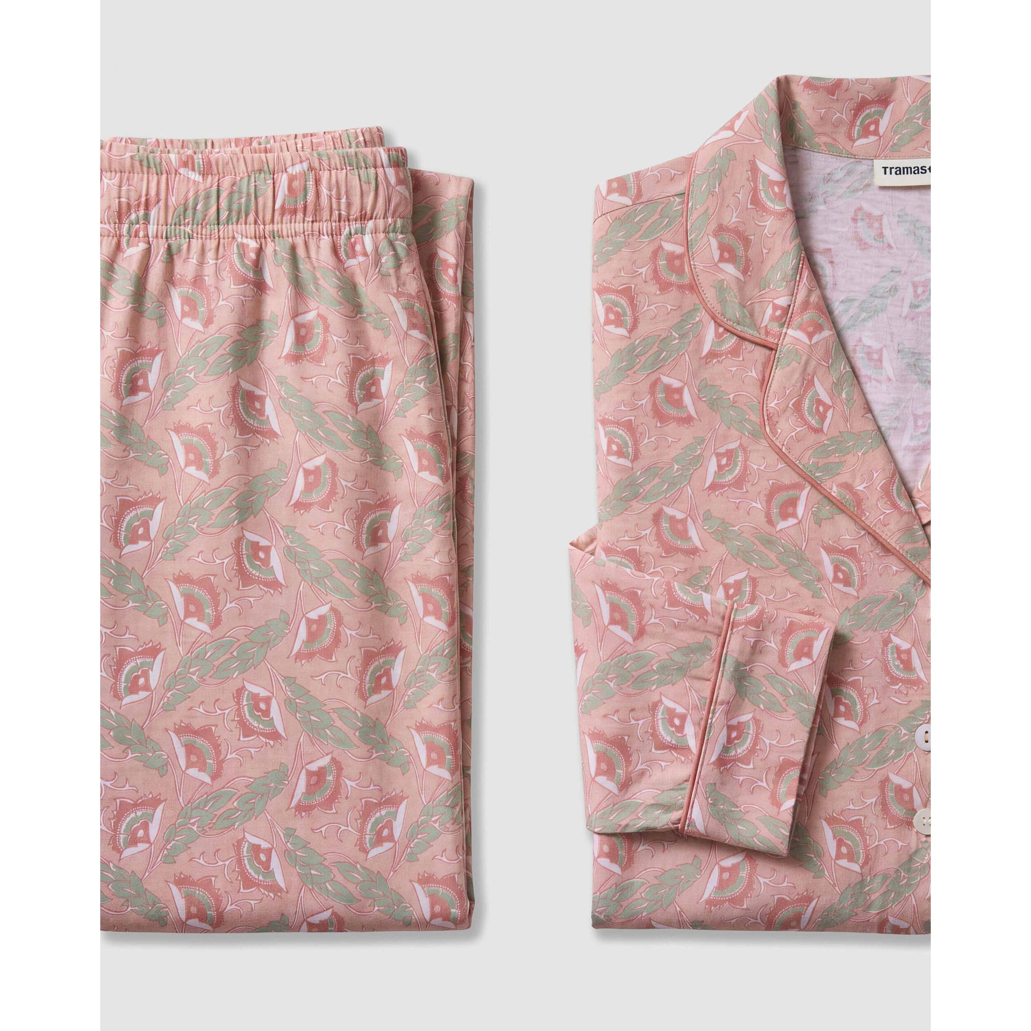 Pijama largo camisero algodón solta rosa