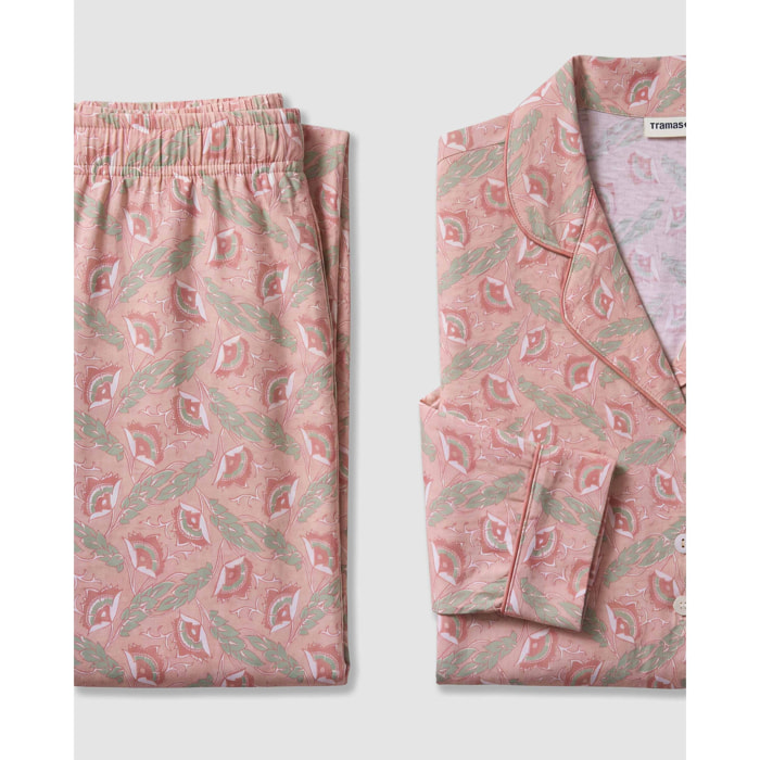 Pijama largo camisero algodón solta rosa