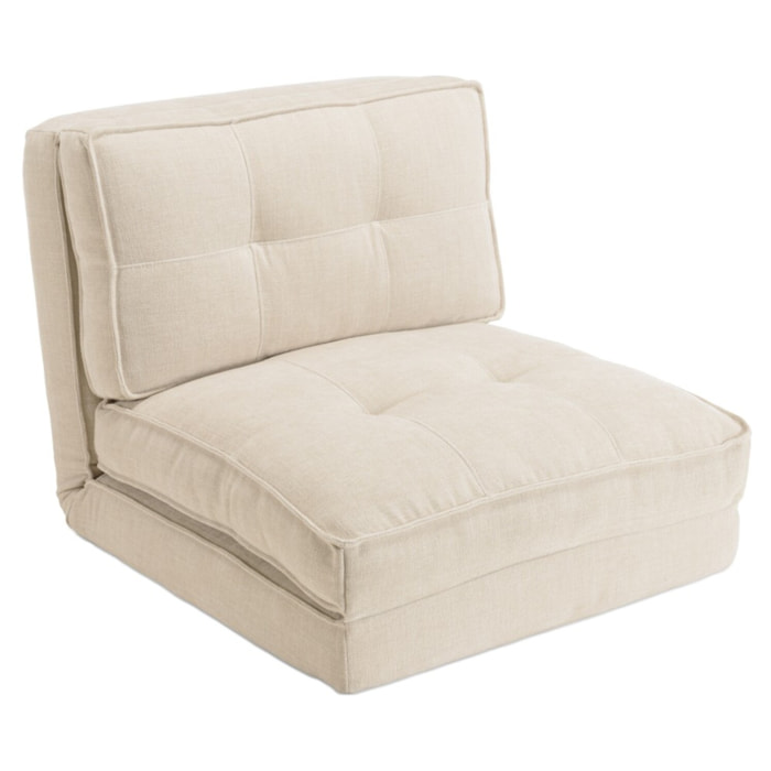 ANGELE - Chauffeuse convertible 1 place en tissu couleur écru