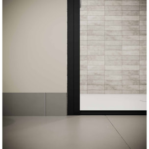 Porte de Douche Pivotante 70x195cm - Verre Trempe 8mm Anticalcaire - Alu Noir - DARK ELEMENTARY