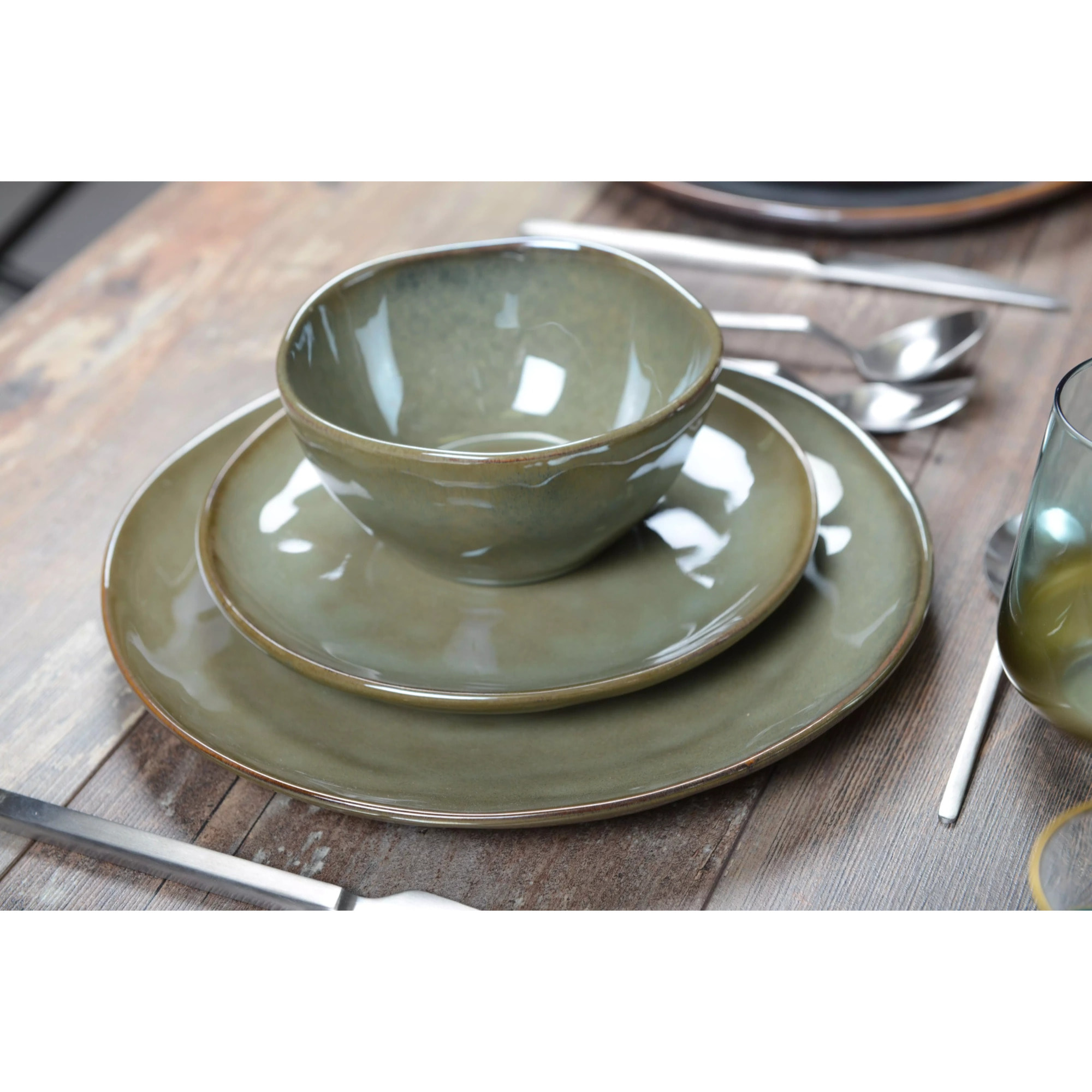 Lot de 6 ASSIETTE PLATE KAKI