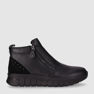 Botines de Piel - Negro - Tacón: Bajo
