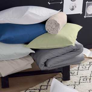 Drap-housse uni en satin de coton - Gris Perle