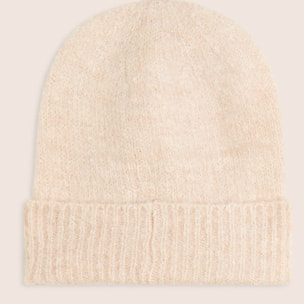 Beanie bouclé con risvolto e logo dorato FY