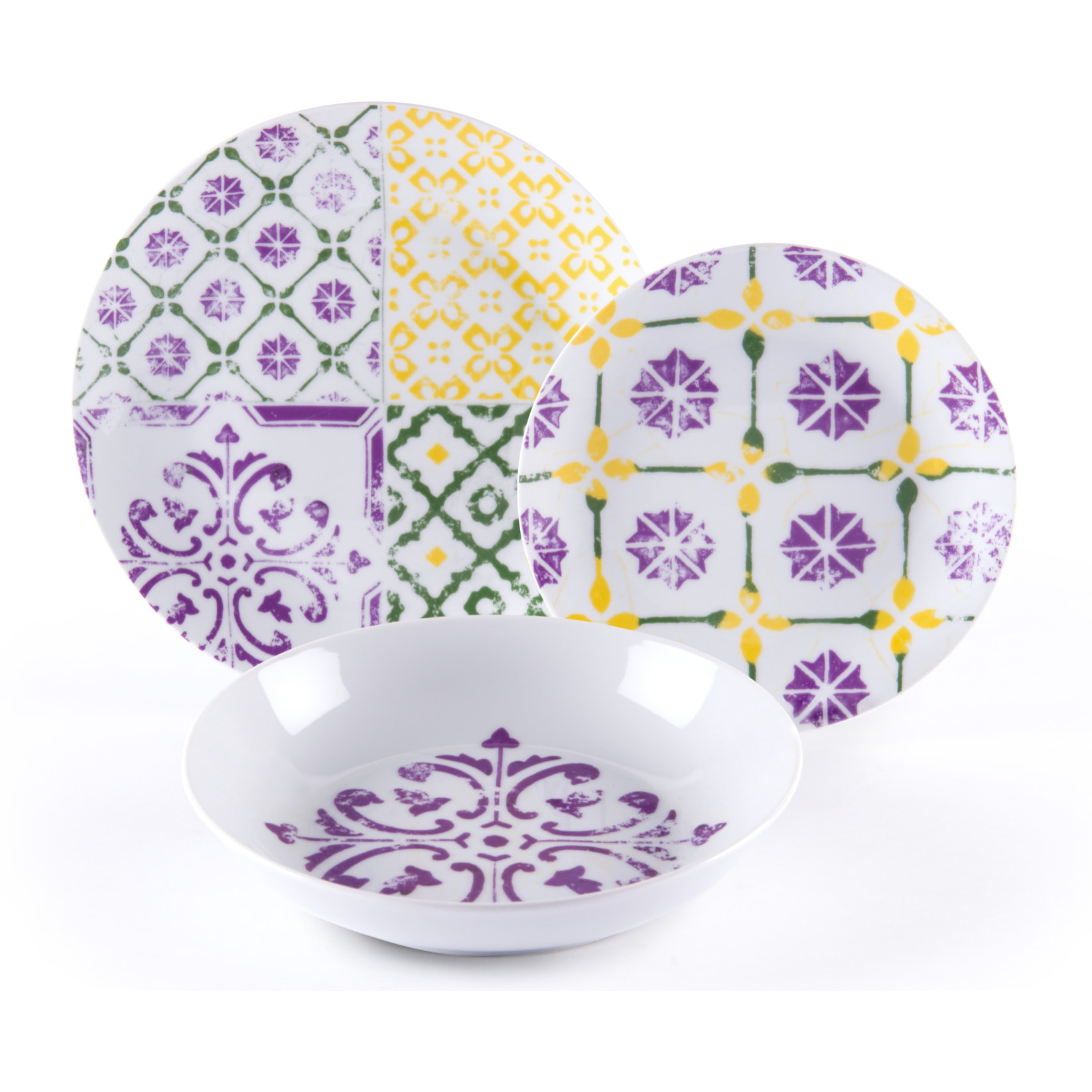 Service de table 18 pièces Excelsa – Maioliche, Porcelaine Multicolore