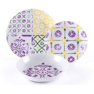 Service de table 18 pièces Excelsa – Maioliche, Porcelaine Multicolore