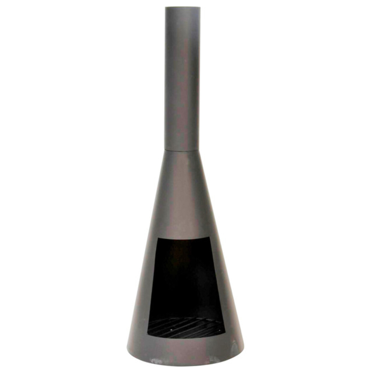 Caminetto da esterno Broome in acciaio 100 cm, braciere a legna design conico moderno, stufa outdoor resistente fino a 800°C, compatto e stabile, ideale per giardino terrazzo patio e veranda