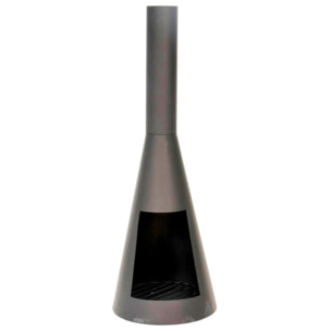 Caminetto da esterno Broome in acciaio 100 cm, braciere a legna design conico moderno, stufa outdoor resistente fino a 800°C, compatto e stabile, ideale per giardino terrazzo patio e veranda