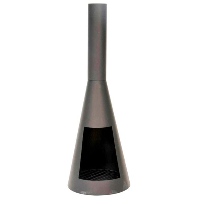 Caminetto da esterno Broome in acciaio 100 cm, braciere a legna design conico moderno, stufa outdoor resistente fino a 800°C, compatto e stabile, ideale per giardino terrazzo patio e veranda