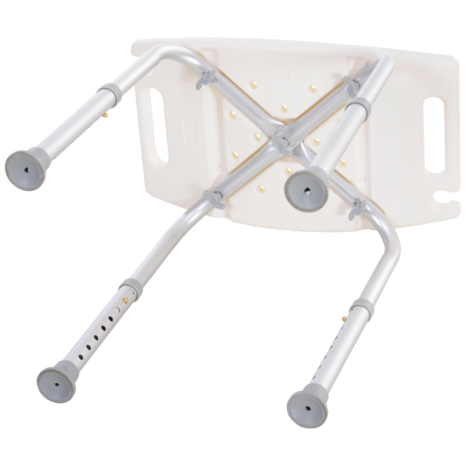 Siège de douche réglable en hauteur tabouret de douche ergonomique pieds antidérapants charge max. 136 Kg alu HDPE blanc