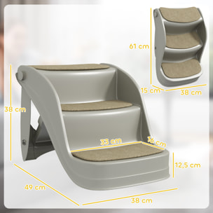 Escalera para Perros Pequeños Plegable de 3 Peldaños, Escalones para Mascotas con Alfombras Antideslizantes, Rampa para Perros para Cama, Sofá, Gris