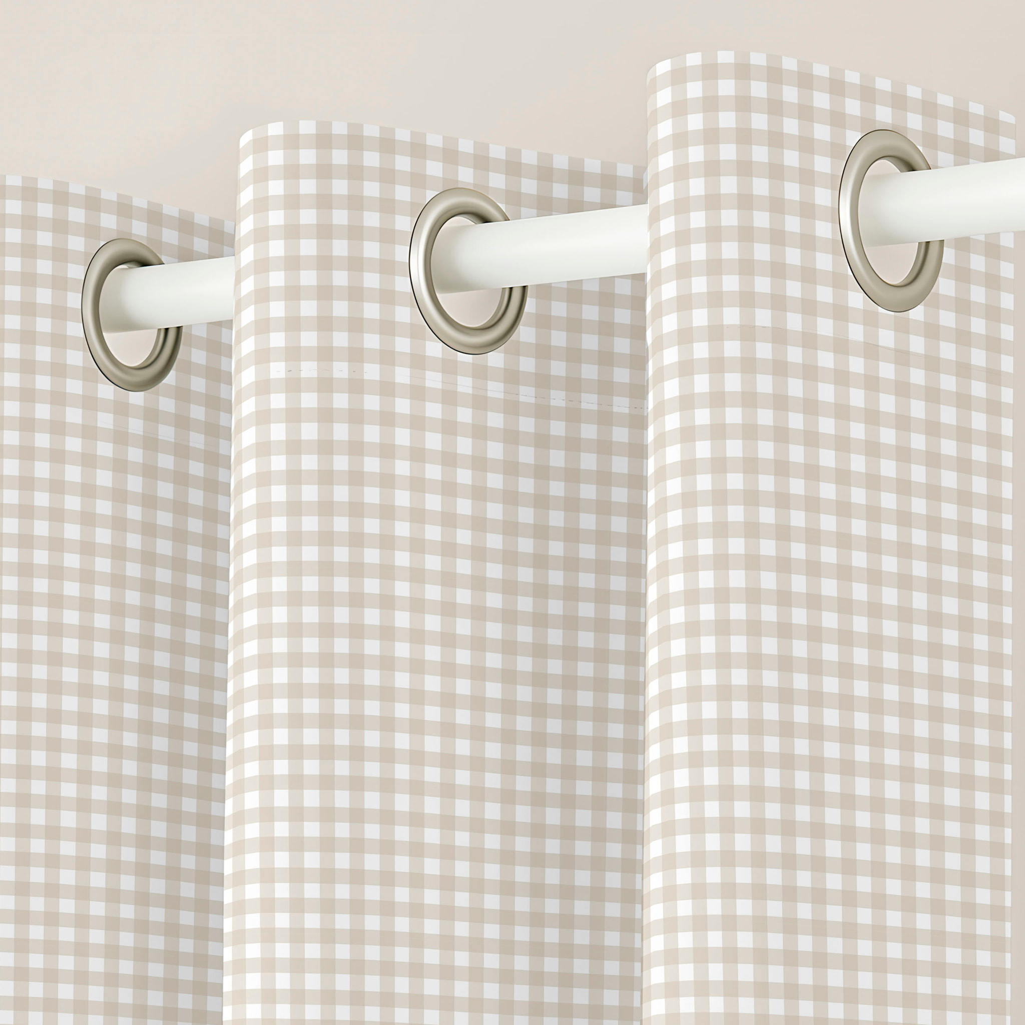 Cool Kids - Cortina Estampada - Con Ojales - 100% Algodón - Vichy Beige