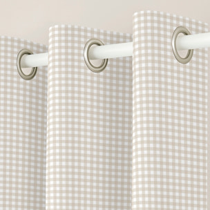 Cool Kids - Cortina Estampada - Con Ojales - 100% Algodón - Vichy Beige