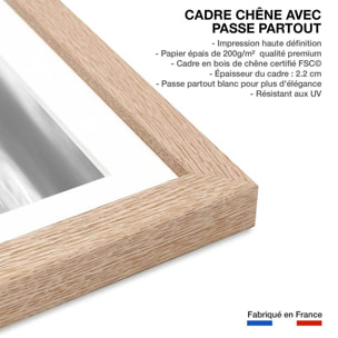 Affiche photo balade sur la plage à hossegor Affiche + cadre en bois - Chêne