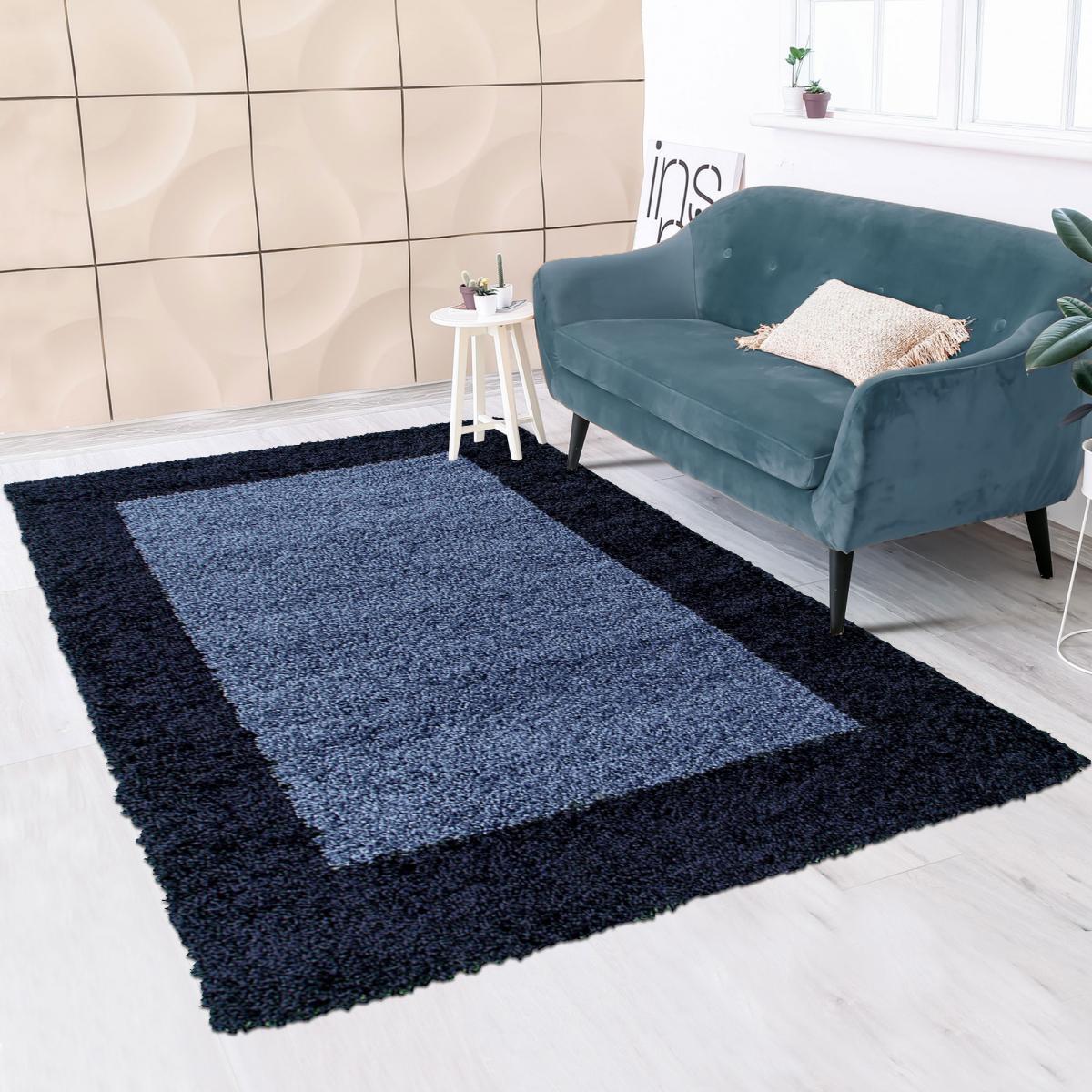 Tapis poils longs shaggy tissé motif simple NIVA