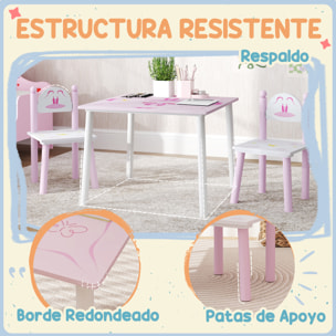 Mesa y Sillas Infantiles para Niños de 2-5 Años Mesa Infantil con Sillas de 3 Piezas Estilo Princesa para Sala de Juegos Dormitorio Guardería Rosa y Blanco