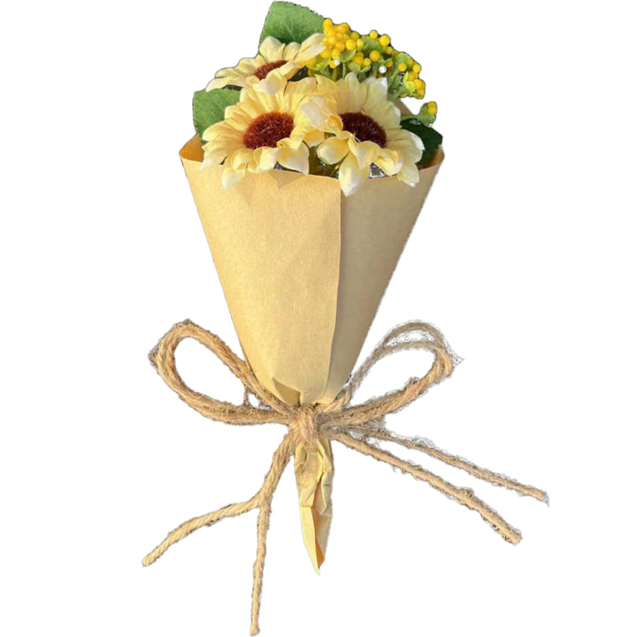 Mini Bouquet Margherite 11 Cm - Pezzi 12 - 5X11X5cm - Colore: Verde - Bianchi Dino - Fiori Per Bomboniera E Pick Fioriti