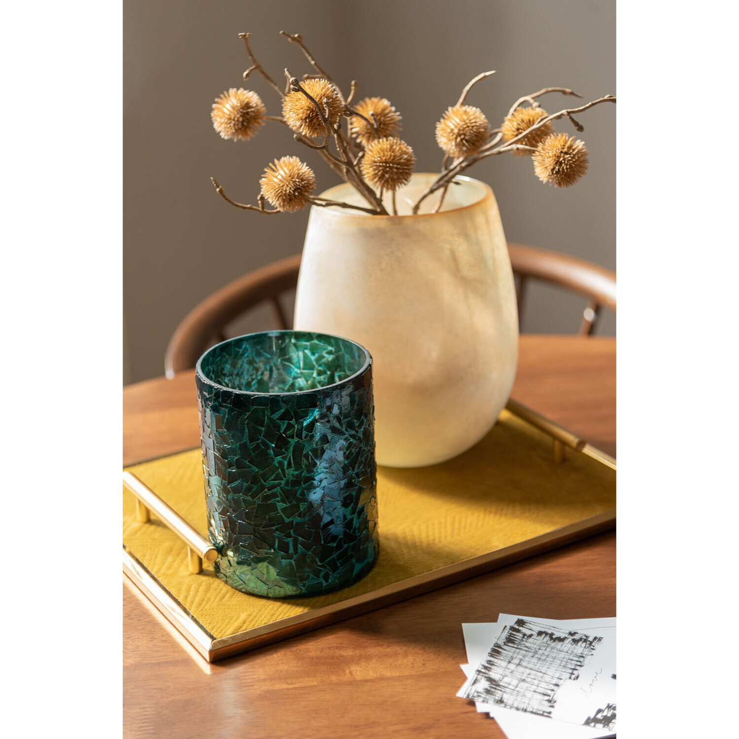 J-Line photophore Paillettes - verre - bleu - 3 pcs