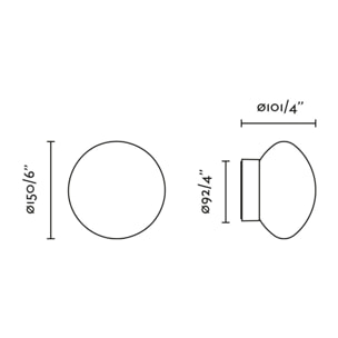 NUBO 150 Lampada da parete/plafoniera nera