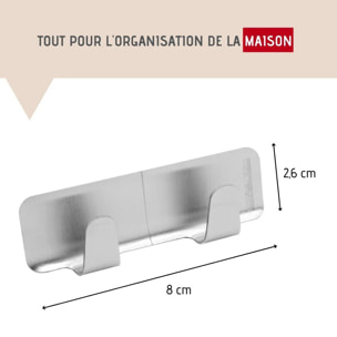 Crochet adhésif mural double rectangulaire Fackelmann Tecno