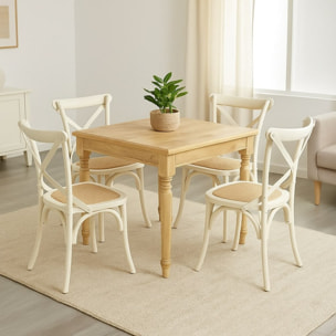 Sedie sala da pranzo in legno e rattan stile shabby avorio - Cross