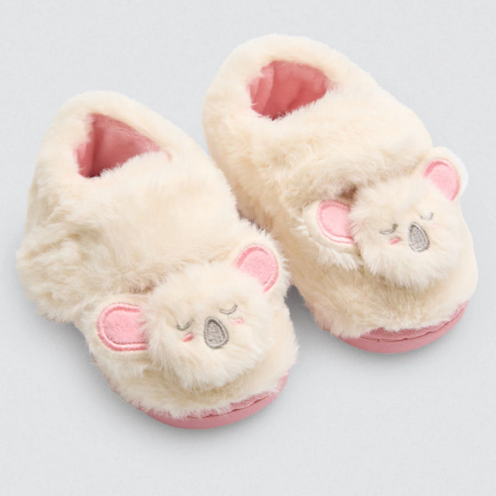 Pantofole per neonato in pelliccia di koala