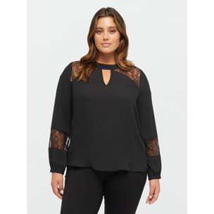 Fiorella Rubino - Blusa con inserti in pizzo - Nero