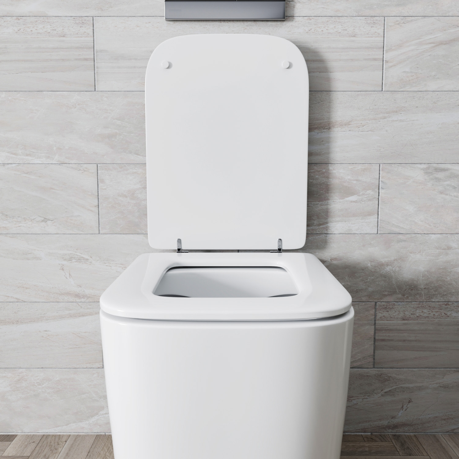 Sedile WC In Legno MDF Copriwater Tavoletta Universale Rapido Montaggio Per Tutti i WC Standard Portata 150 Kg Cerniere In Ottone 44 × 36 Cm Bianco