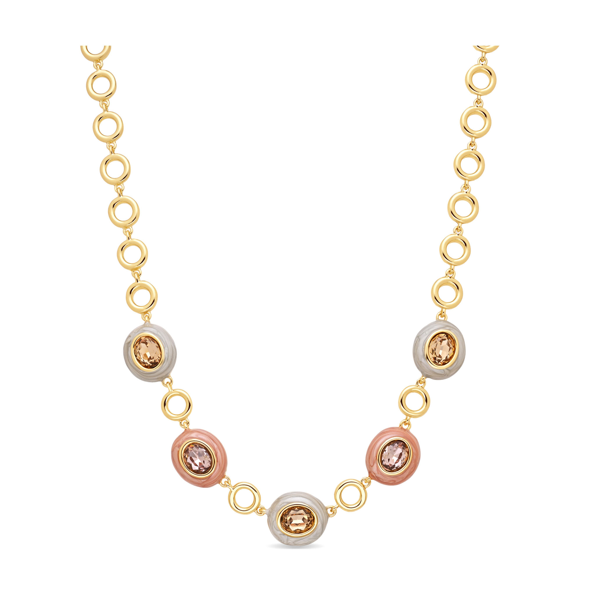 Collar de Cristal Marron acabado en oro amarillo de 18k