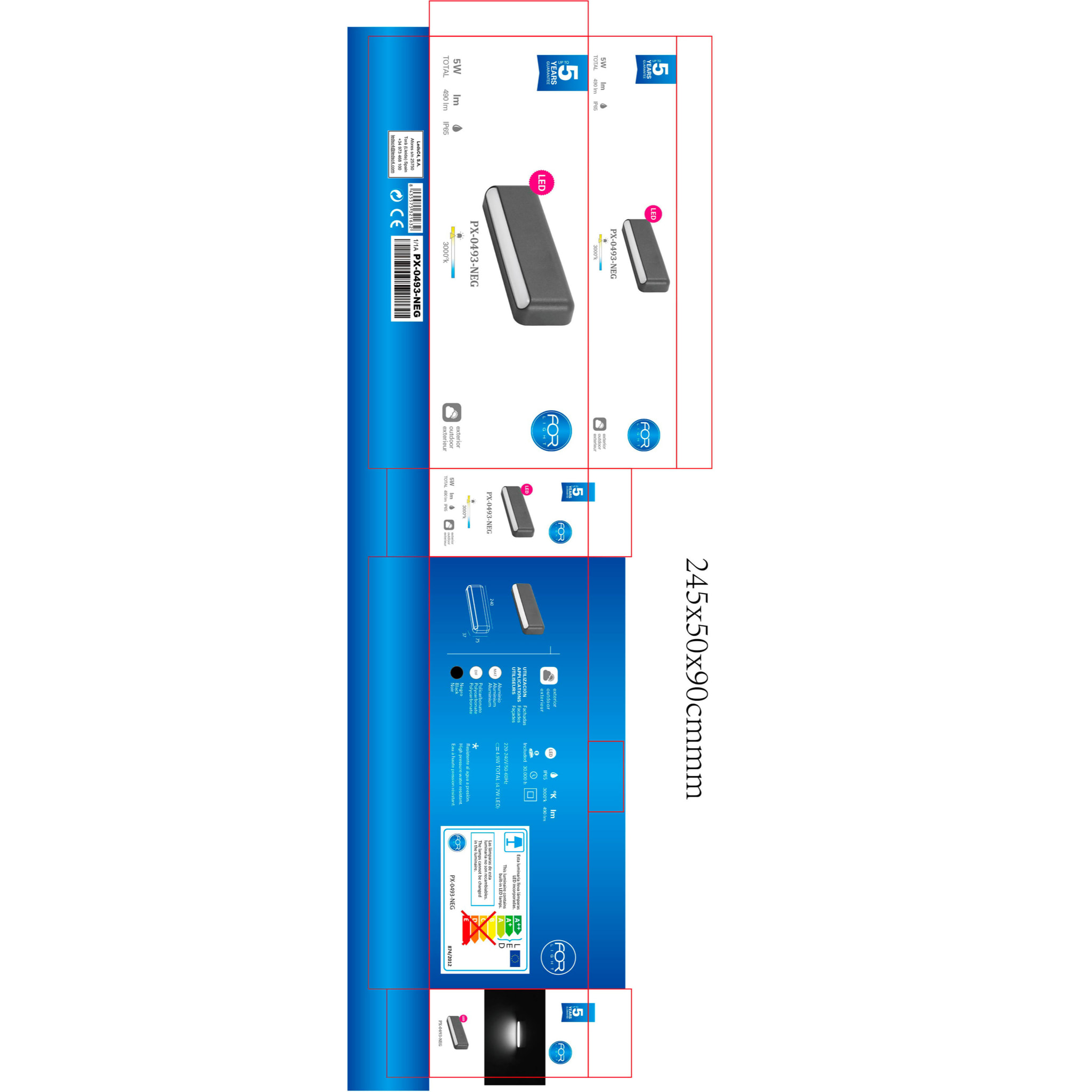 FORLIGHT Aplique IP65 Mocca LED 4.7 Blanco cálido - 3000K ON-OFF Negro 490.00